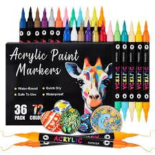 Premium Acrylic Paint Markers with Dual-Color Brush Tips